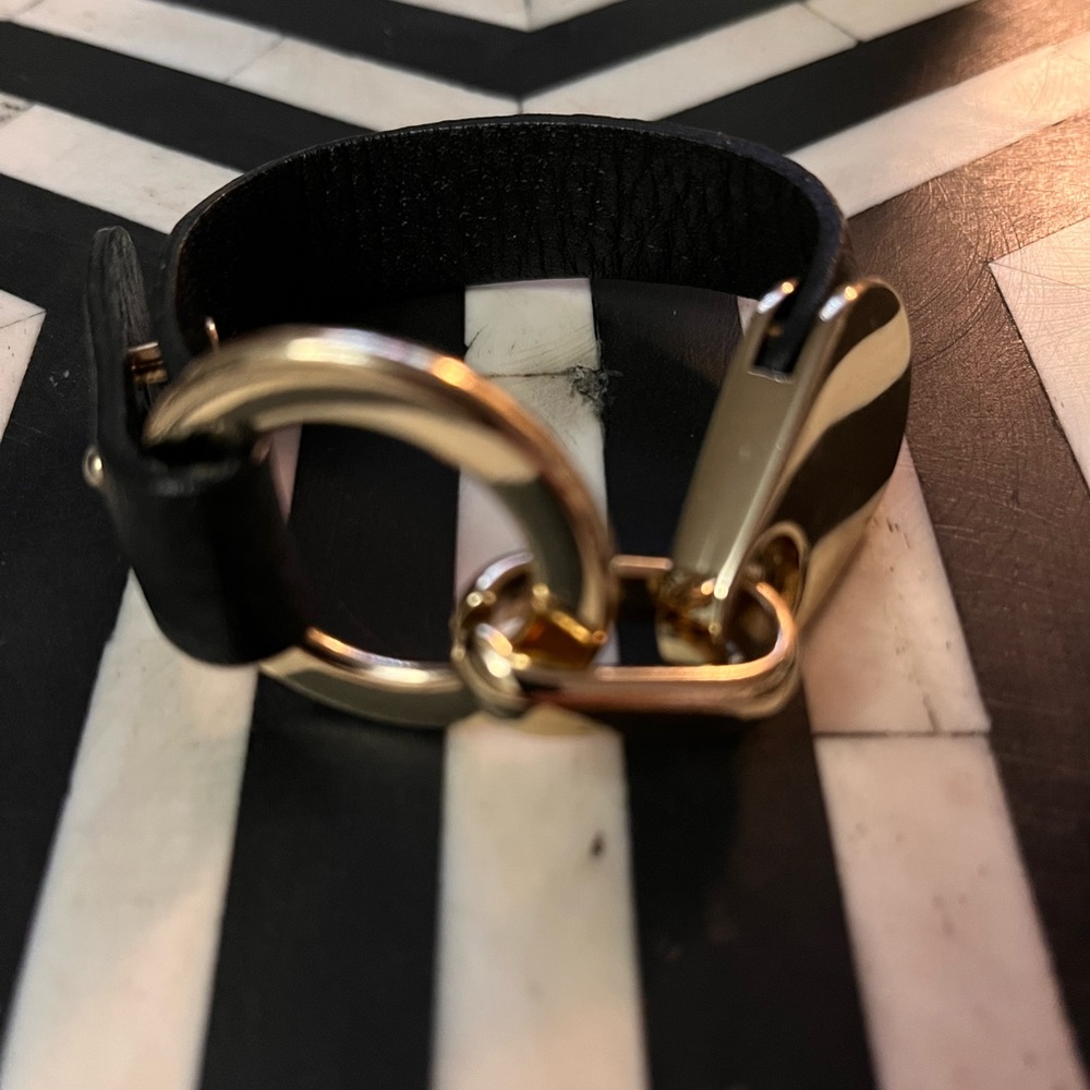 Leather with gold bracelet